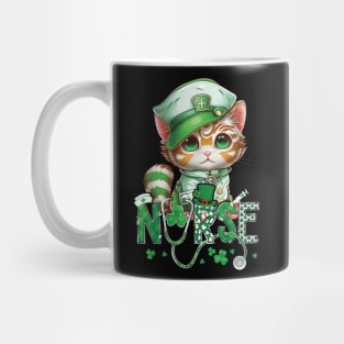 St Patricks Day Nurse Cat Leprechaun Lucky Green Proud Irish Mug